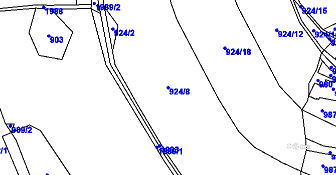 Parcela st. 924/8 v KÚ Habartice u Jindřichova, Katastrální mapa