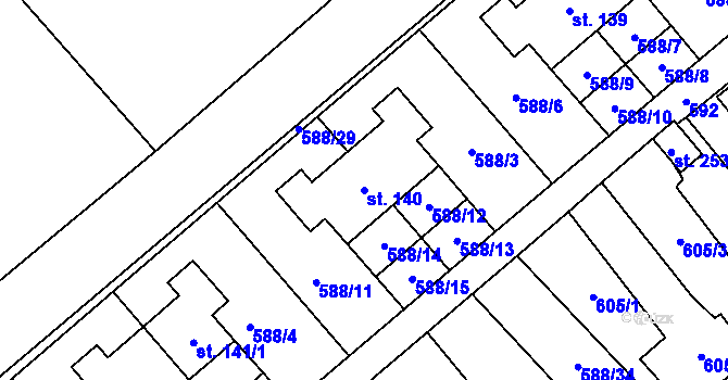 Parcela st. 140 v KÚ Pleče, Katastrální mapa