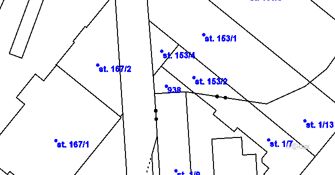 Parcela st. 153/3 v KÚ Pleče, Katastrální mapa