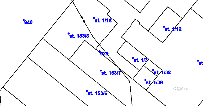 Parcela st. 153/9 v KÚ Pleče, Katastrální mapa