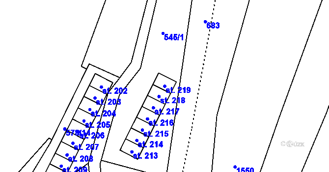 Parcela st. 219 v KÚ Pleče, Katastrální mapa
