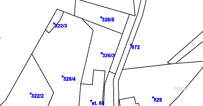 Parcela st. 326/2 v KÚ Pleče, Katastrální mapa
