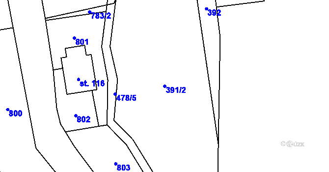 Parcela st. 391/2 v KÚ Pleče, Katastrální mapa