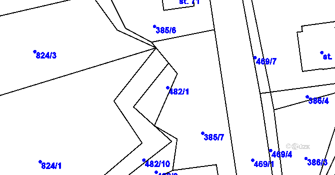 Parcela st. 482/1 v KÚ Pleče, Katastrální mapa