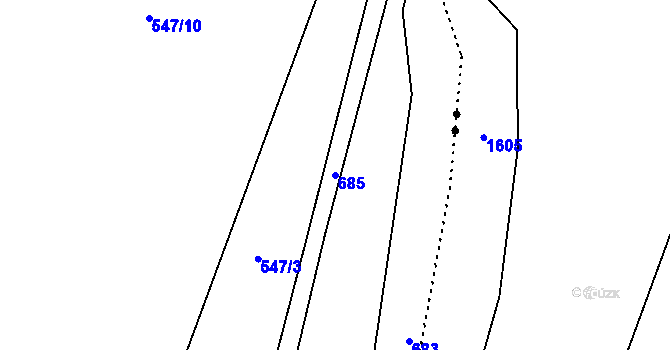 Parcela st. 685 v KÚ Pleče, Katastrální mapa