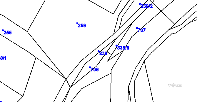 Parcela st. 839 v KÚ Pleče, Katastrální mapa