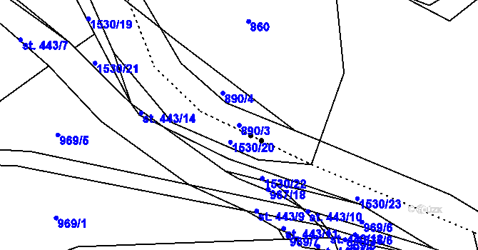 Parcela st. 890/3 v KÚ Pleče, Katastrální mapa