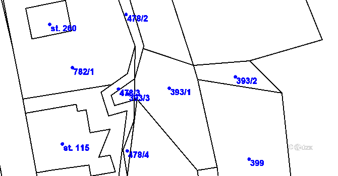 Parcela st. 393/1 v KÚ Pleče, Katastrální mapa