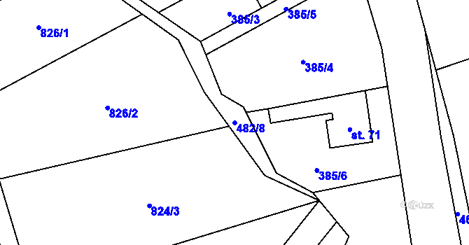 Parcela st. 482/8 v KÚ Pleče, Katastrální mapa