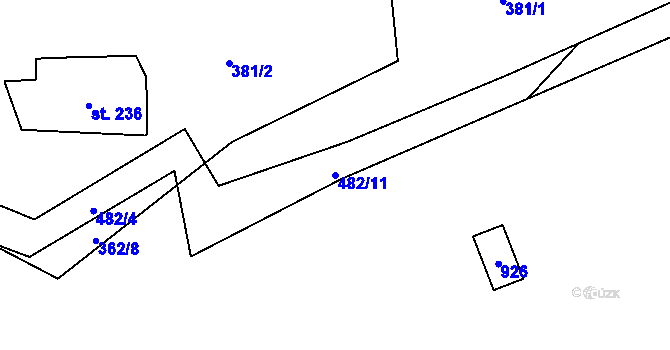 Parcela st. 482/11 v KÚ Pleče, Katastrální mapa