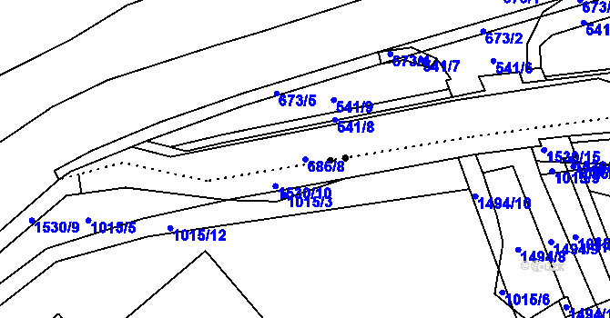 Parcela st. 686/8 v KÚ Pleče, Katastrální mapa
