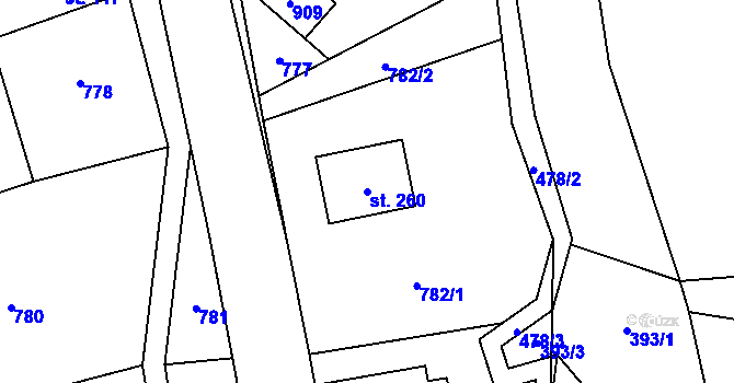 Parcela st. 260 v KÚ Pleče, Katastrální mapa