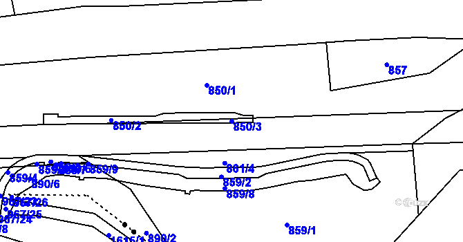 Parcela st. 850/3 v KÚ Pleče, Katastrální mapa