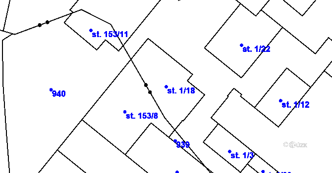 Parcela st. 1/18 v KÚ Pusté Žibřidovice, Katastrální mapa