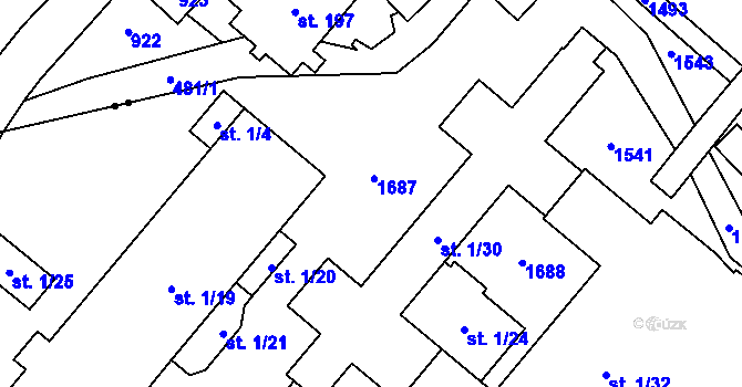 Parcela st. 1/29 v KÚ Pusté Žibřidovice, Katastrální mapa