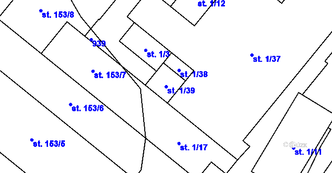 Parcela st. 1/39 v KÚ Pusté Žibřidovice, Katastrální mapa