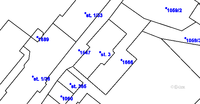 Parcela st. 3 v KÚ Pusté Žibřidovice, Katastrální mapa