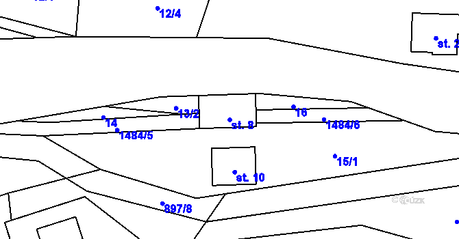 Parcela st. 8 v KÚ Pusté Žibřidovice, Katastrální mapa