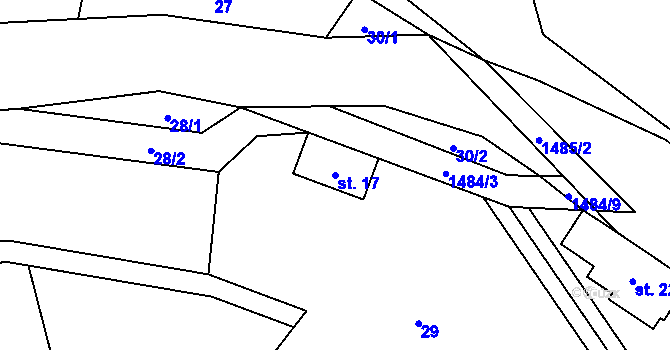 Parcela st. 17 v KÚ Pusté Žibřidovice, Katastrální mapa