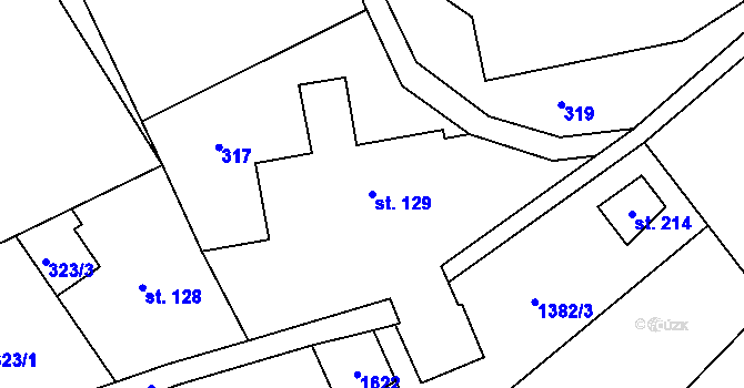 Parcela st. 129 v KÚ Pusté Žibřidovice, Katastrální mapa