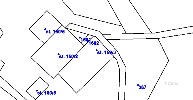 Parcela st. 150/3 v KÚ Pusté Žibřidovice, Katastrální mapa