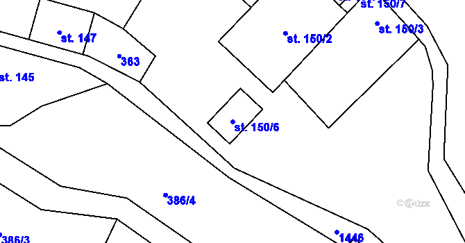 Parcela st. 150/6 v KÚ Pusté Žibřidovice, Katastrální mapa