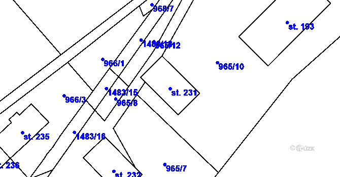 Parcela st. 231 v KÚ Pusté Žibřidovice, Katastrální mapa