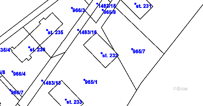 Parcela st. 232 v KÚ Pusté Žibřidovice, Katastrální mapa