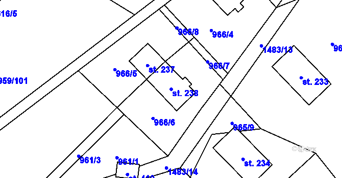 Parcela st. 238 v KÚ Pusté Žibřidovice, Katastrální mapa