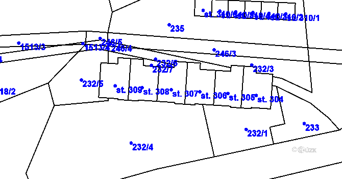 Parcela st. 307 v KÚ Pusté Žibřidovice, Katastrální mapa