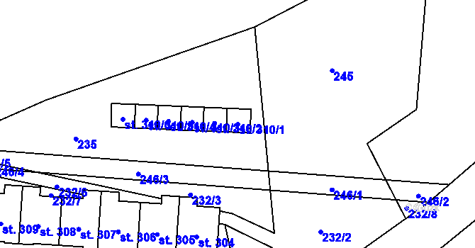 Parcela st. 310/1 v KÚ Pusté Žibřidovice, Katastrální mapa