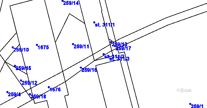 Parcela st. 311/2 v KÚ Pusté Žibřidovice, Katastrální mapa