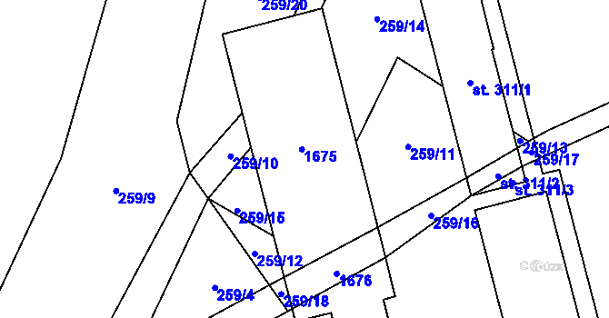 Parcela st. 313/3 v KÚ Pusté Žibřidovice, Katastrální mapa
