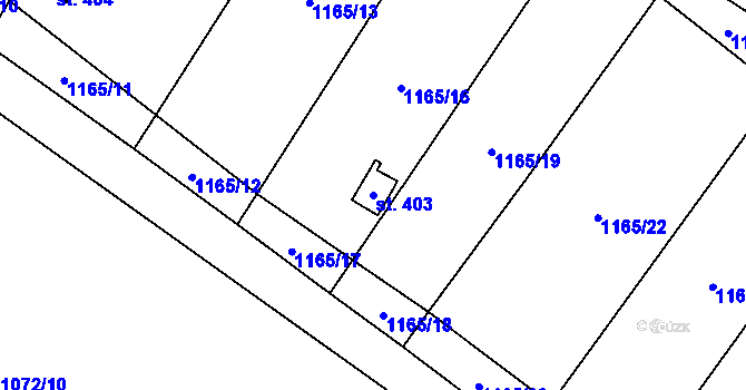 Parcela st. 403 v KÚ Pusté Žibřidovice, Katastrální mapa