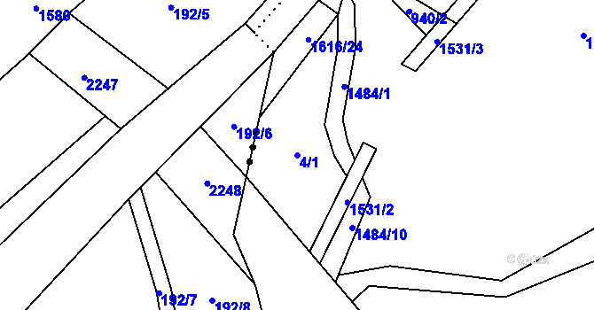 Parcela st. 4/1 v KÚ Pusté Žibřidovice, Katastrální mapa