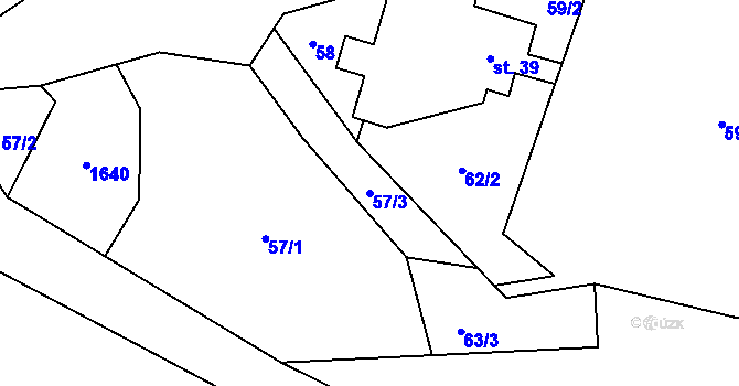 Parcela st. 57/3 v KÚ Pusté Žibřidovice, Katastrální mapa