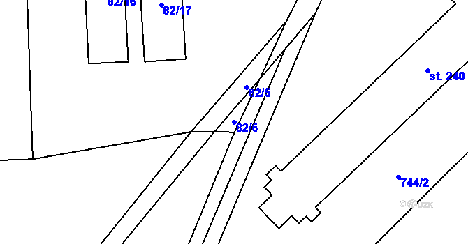 Parcela st. 82/6 v KÚ Pusté Žibřidovice, Katastrální mapa