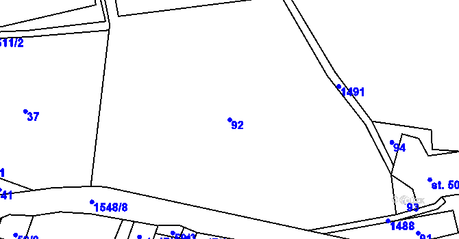 Parcela st. 92 v KÚ Pusté Žibřidovice, Katastrální mapa