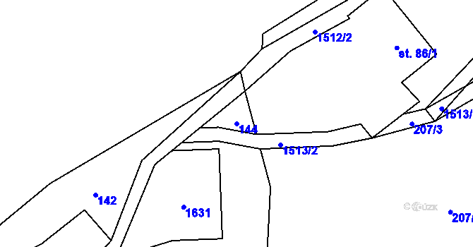 Parcela st. 144 v KÚ Pusté Žibřidovice, Katastrální mapa