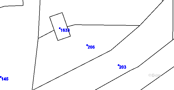 Parcela st. 206 v KÚ Pusté Žibřidovice, Katastrální mapa