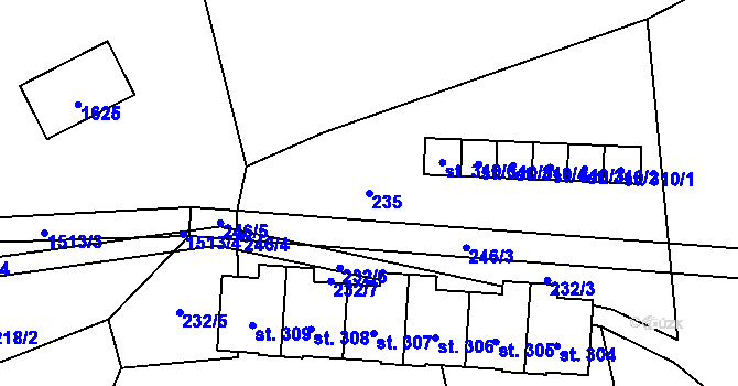 Parcela st. 235 v KÚ Pusté Žibřidovice, Katastrální mapa