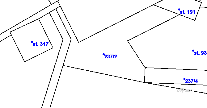 Parcela st. 237/2 v KÚ Pusté Žibřidovice, Katastrální mapa