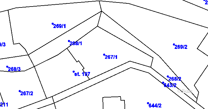 Parcela st. 267/1 v KÚ Pusté Žibřidovice, Katastrální mapa