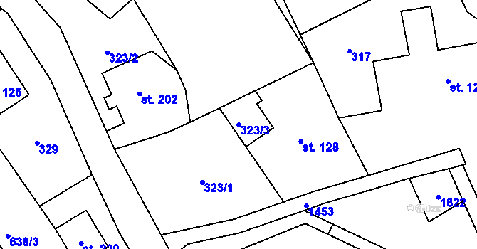 Parcela st. 323/3 v KÚ Pusté Žibřidovice, Katastrální mapa