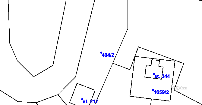 Parcela st. 404/2 v KÚ Pusté Žibřidovice, Katastrální mapa