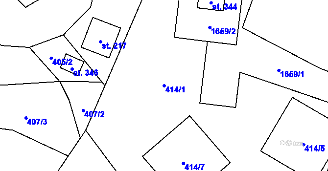 Parcela st. 414/1 v KÚ Pusté Žibřidovice, Katastrální mapa