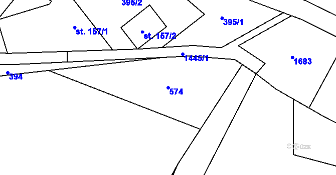Parcela st. 574 v KÚ Pusté Žibřidovice, Katastrální mapa