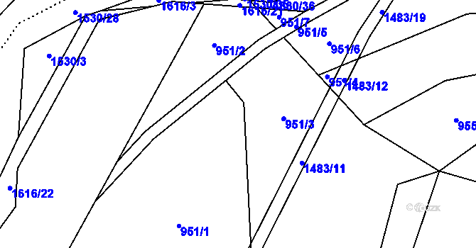 Parcela st. 951 v KÚ Pusté Žibřidovice, Katastrální mapa