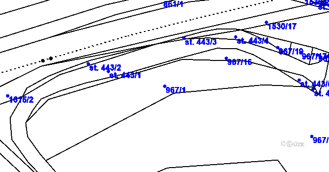 Parcela st. 967/1 v KÚ Pusté Žibřidovice, Katastrální mapa