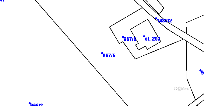 Parcela st. 967/5 v KÚ Pusté Žibřidovice, Katastrální mapa